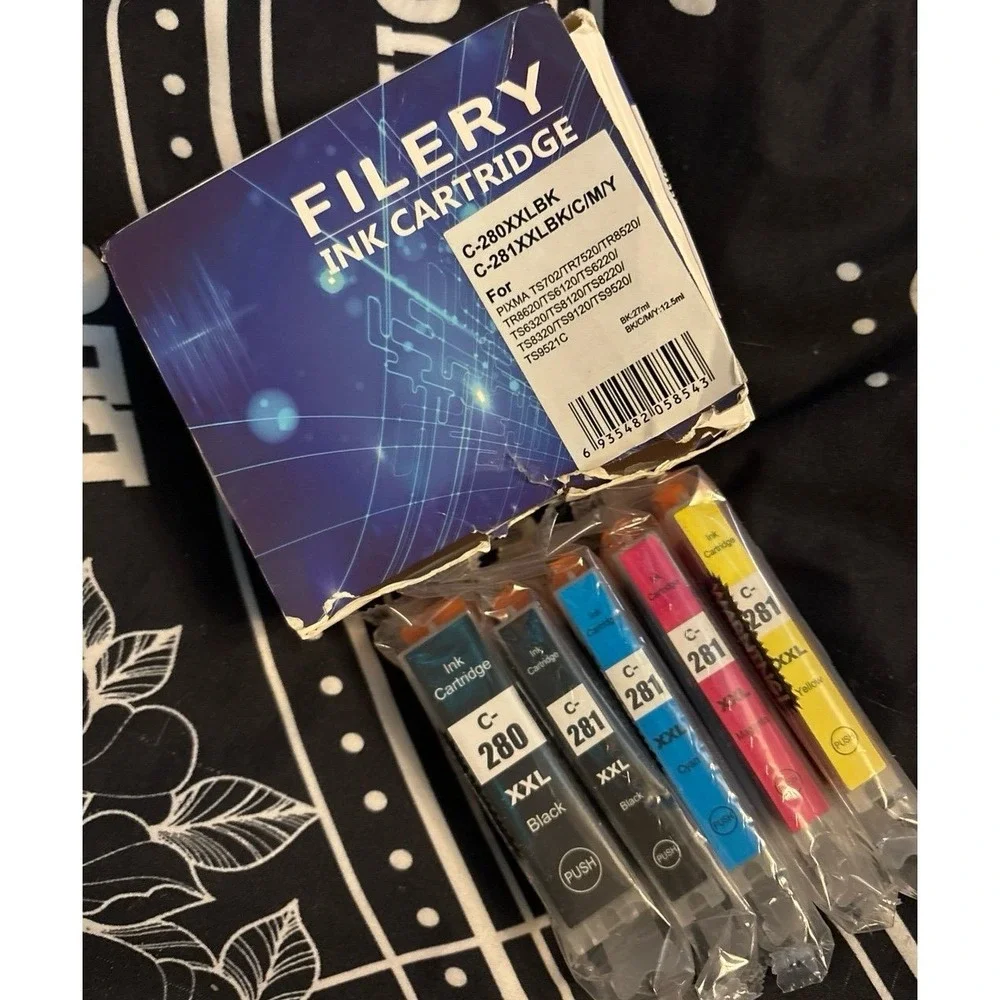 NEW Filery Black + Tri Color High Ink Cartidges for Canon Pixma 280/281